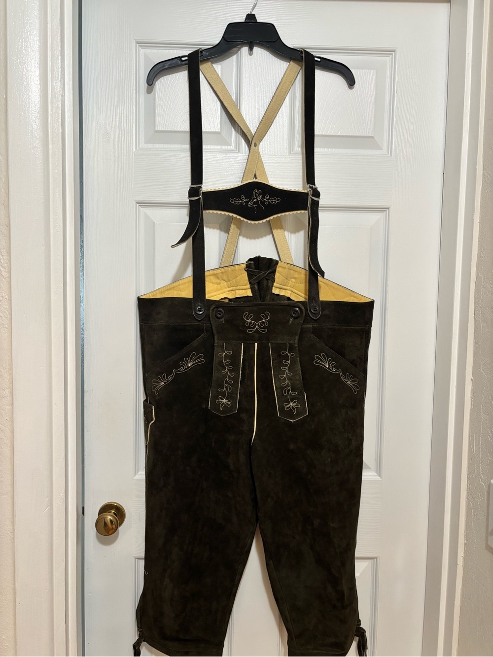 Trachten Dark Brown Suede Lederhosen & Suspenders EU 56 US 40 Oktoberfest⁠